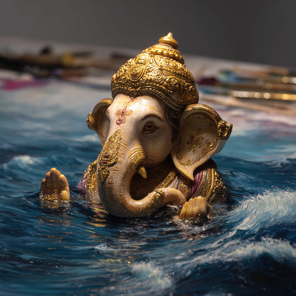 Why is Ganeshji immersed in water?